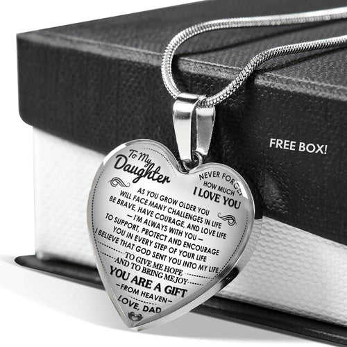 1_To My Daughter Heart Necklace - Father And Daughter Necklace - Gift From Daddy