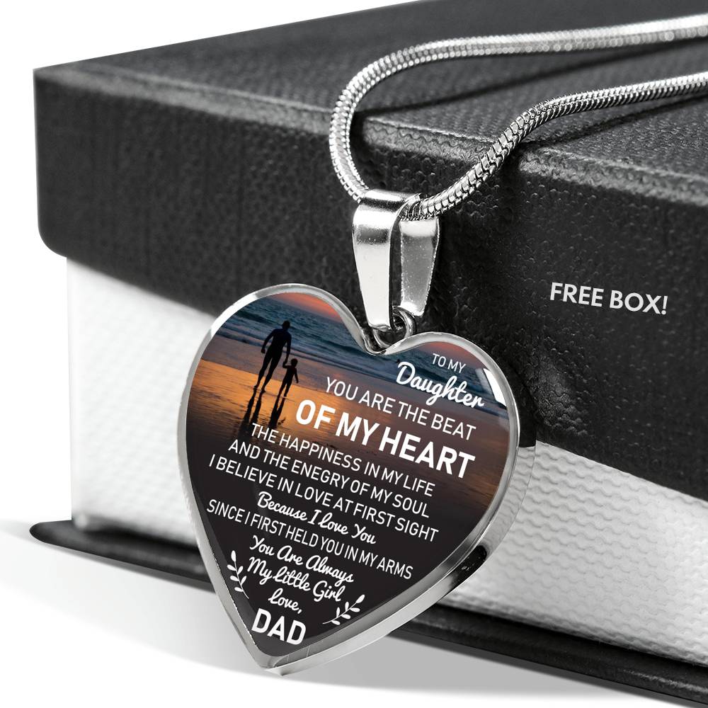 ZEN DEAL - Father and Daughter Necklace Heart Pendant - to My Daughter Necklace Love Dad