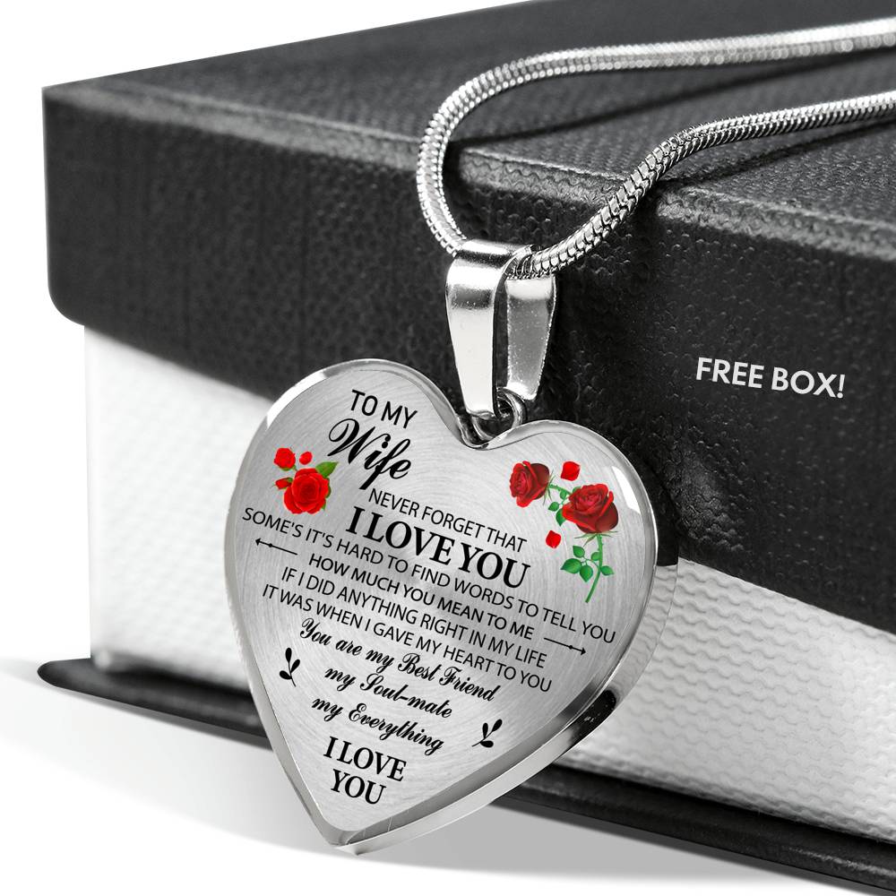 To My Wife Heart Necklace Pendant - Wife And Husband I Love You Gifts For Wife