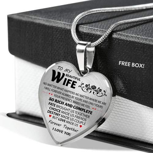 To My Beautiful Wife Necklace Heart Pendant -Best Gifts Wife - From Husband