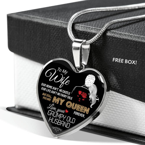 Premium Heart Necklace Anniversary Love Gift For Wife You're my Queen Forever