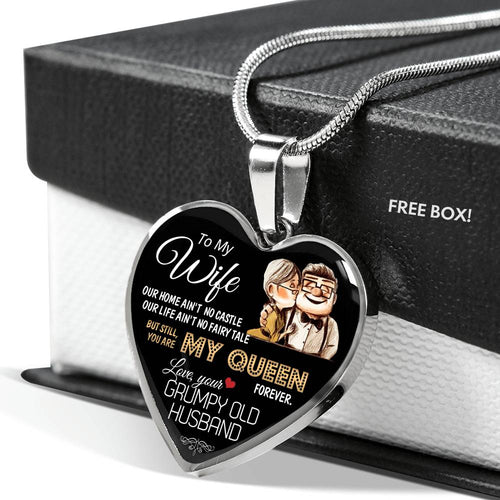 Premium Heart Necklace Anniversary Love Gift For Wife You're my Queen Forever