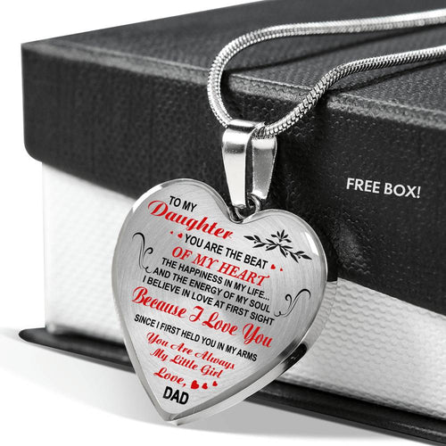 Father And Daughter Necklace Heart Pendant - To My Daughter Necklace Love Dad