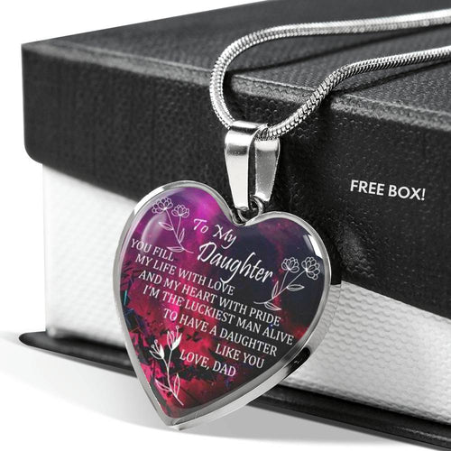 TO MY DAUGHTER HEART NECKLACE - LOVE FOR MY DAUGHTER GIFT FROM DAD
