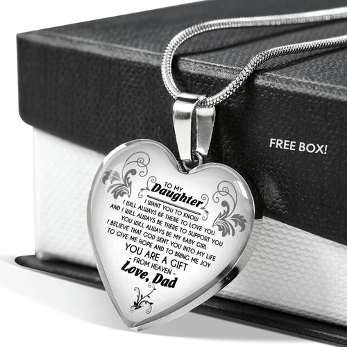 Daughter Birthday Gifts - To My Daughter Heart Pendant Love Dad Necklace Custom