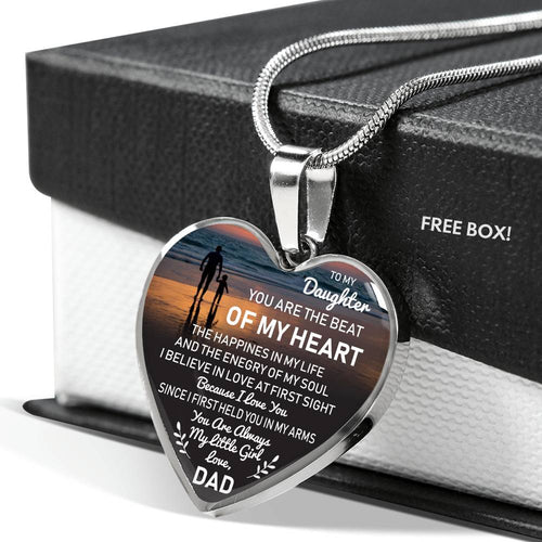 Father And Daughter Necklace Heart Pendant - To My Daughter Necklace Love Dad
