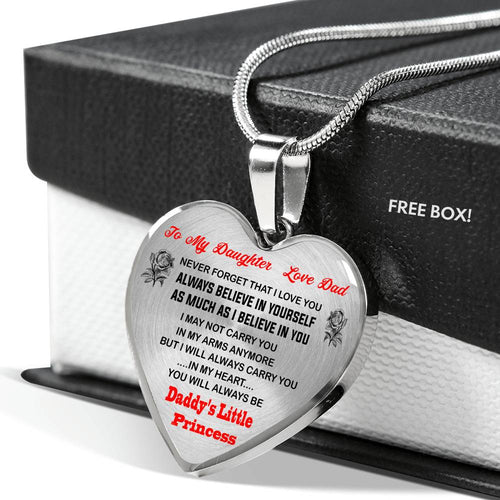 To My Daughter Heart Necklace From Daddy Father Best Gift For Daughter