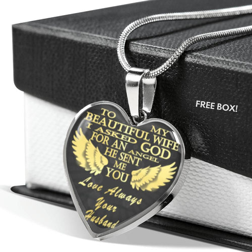 To my beautiful wife,I asked God for an angel he sent me you gold steel necklace