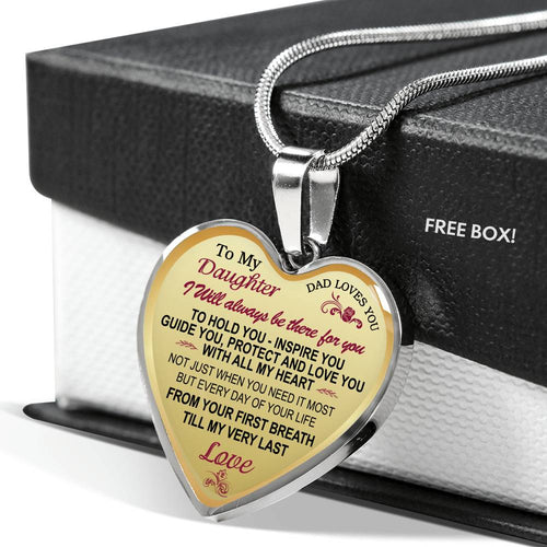To My Daughter Heart Necklace from Daddy Papa - Unique Novelty Luxury Necklace