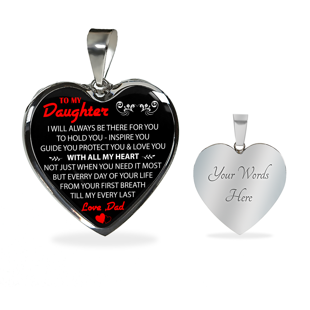 To My Daughter Love Dad - Father and Daughter Necklace Heart Gift from Daddy