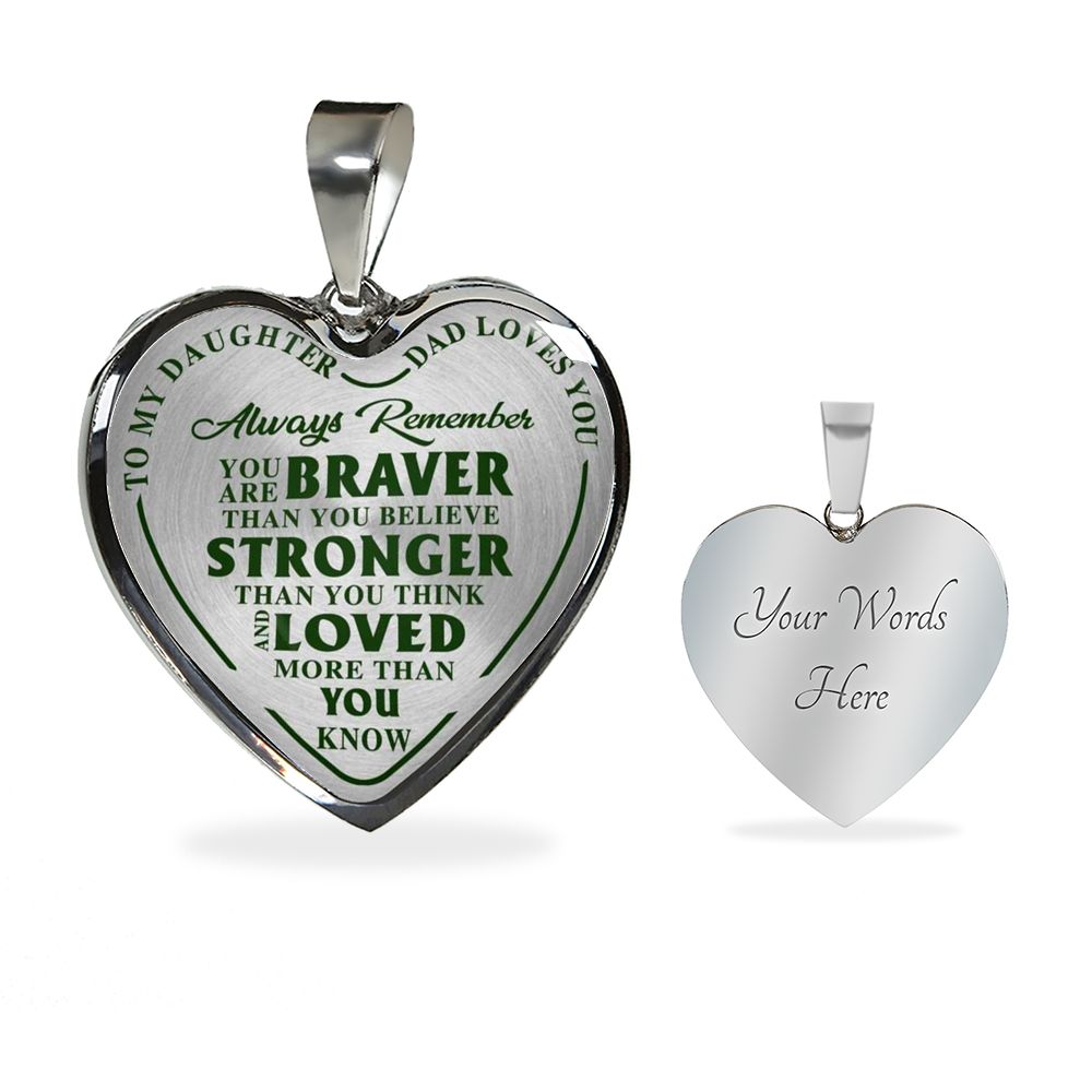 To My Daughter Pendant Luxury Necklace - from Father - Dad Loves You Love Quotes