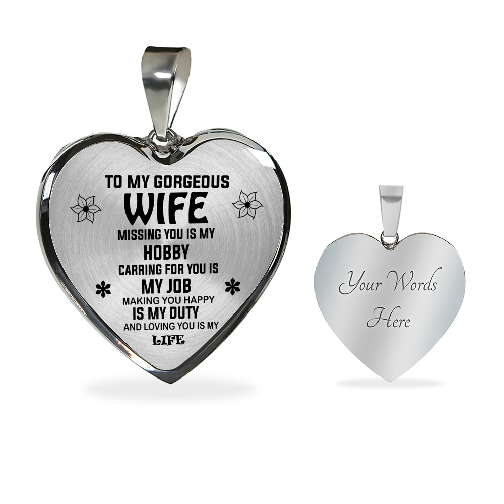 To My Wife Miss You Love Husband Luxury Heart Shape Necklace Gift Birthday