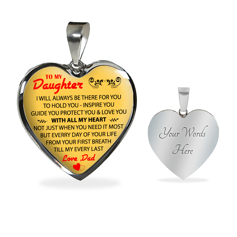 To My Daughter Love Dad - Father and Daughter Necklace Heart Gift from Daddy