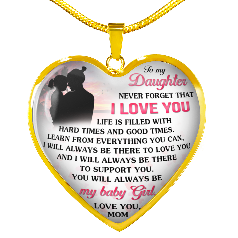 Vuvuzi Tee Daughter and Mom Necklace Heart - to My Daughter Love Mom Necklace