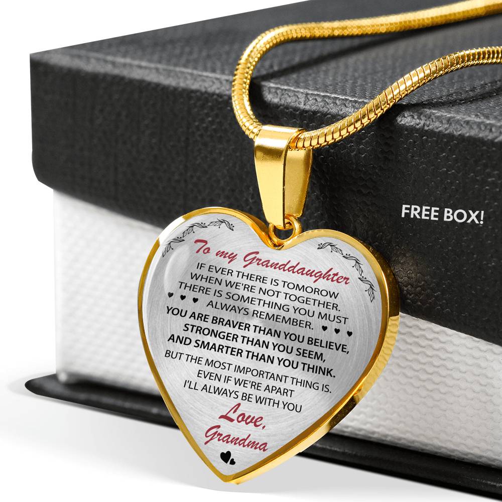WOLMUG - to My Granddaughter If Ever There is Tomorrow Heart Necklace - Sliver Heart Pendant