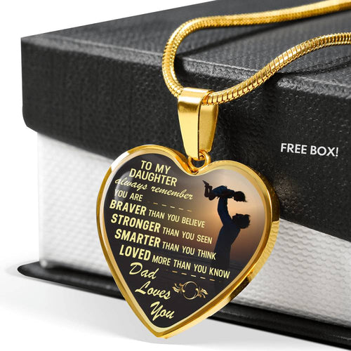To My Daughter Hear Necklace from Father Always Remember Dad Love You