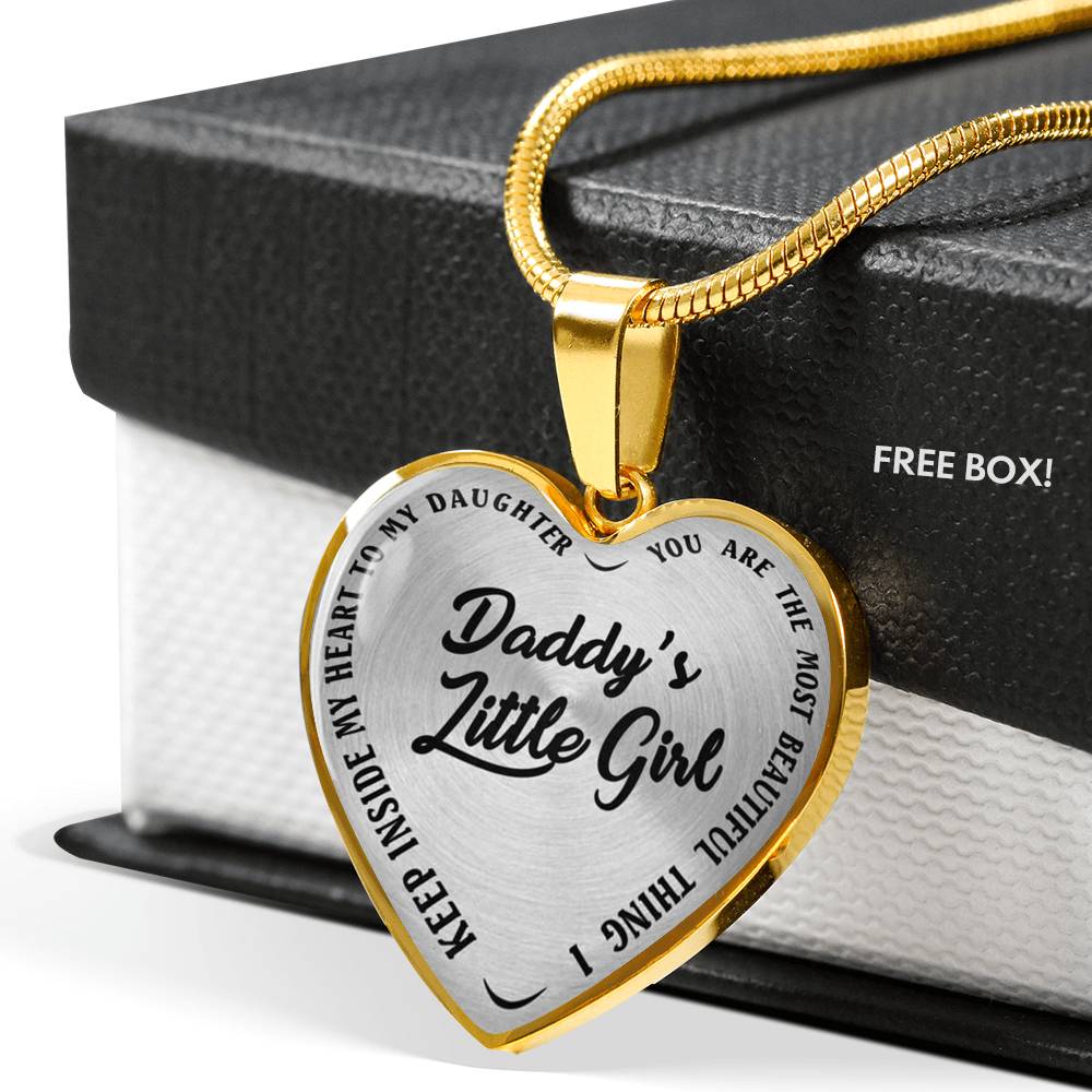 To My Daughter Heart Pendant Necklace - Daddy's Little Girl - Gift for Teen Girl