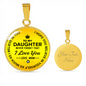 To My Daughter Love Mom Time Gemstone Pendant Necklace