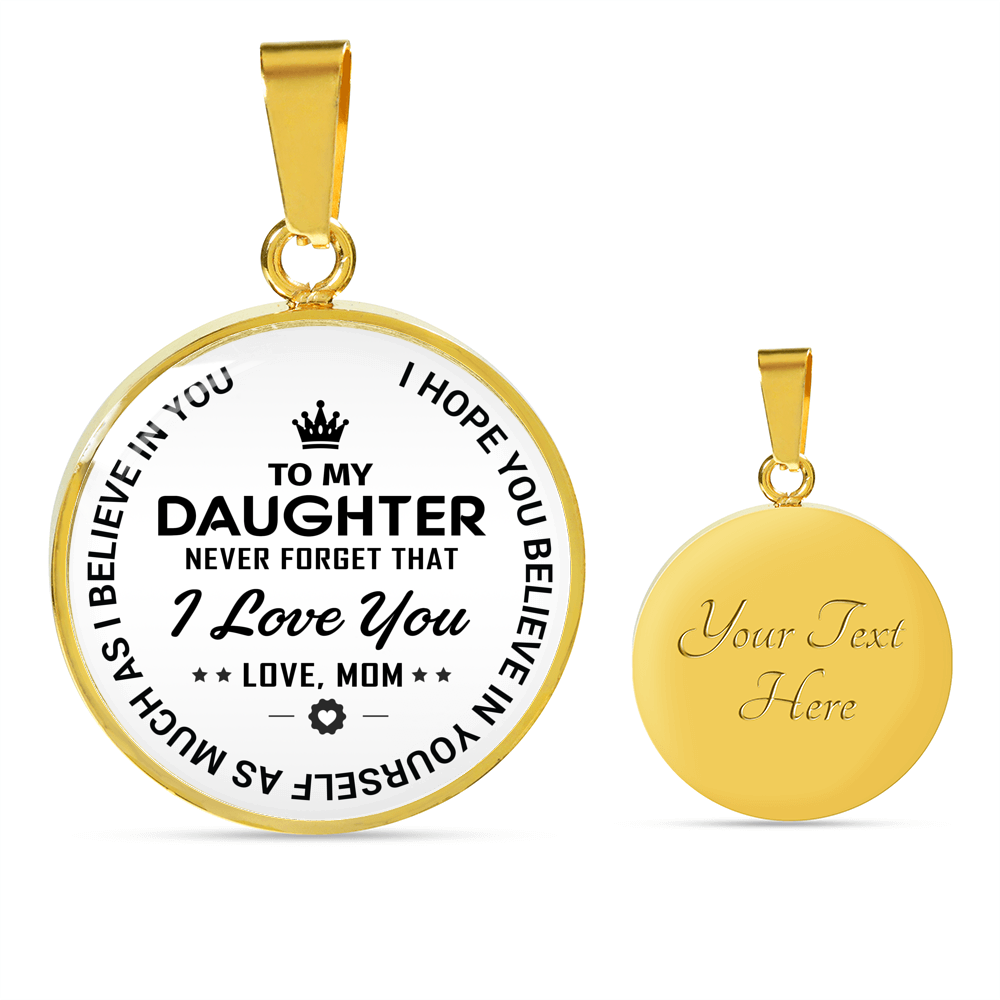 To My Daughter Love Mom Time Gemstone Pendant Necklace