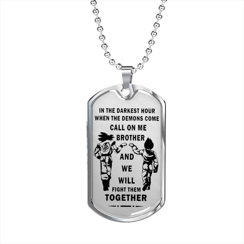 To My Brother Luxury Dog tag Military Ball Chain, Dragon Ball Necklace