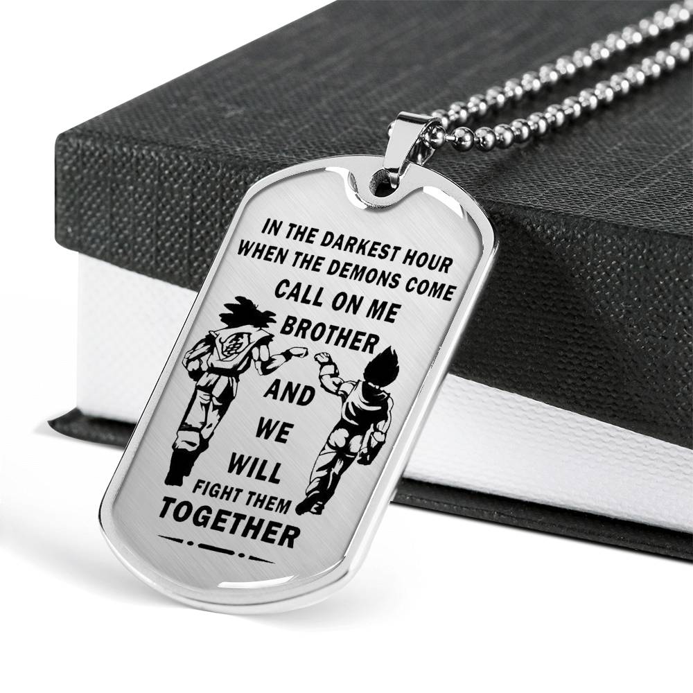 To My Brother Luxury Dog Tag - Limited Edition - Songoku & Vegeta Dragonball Fan
