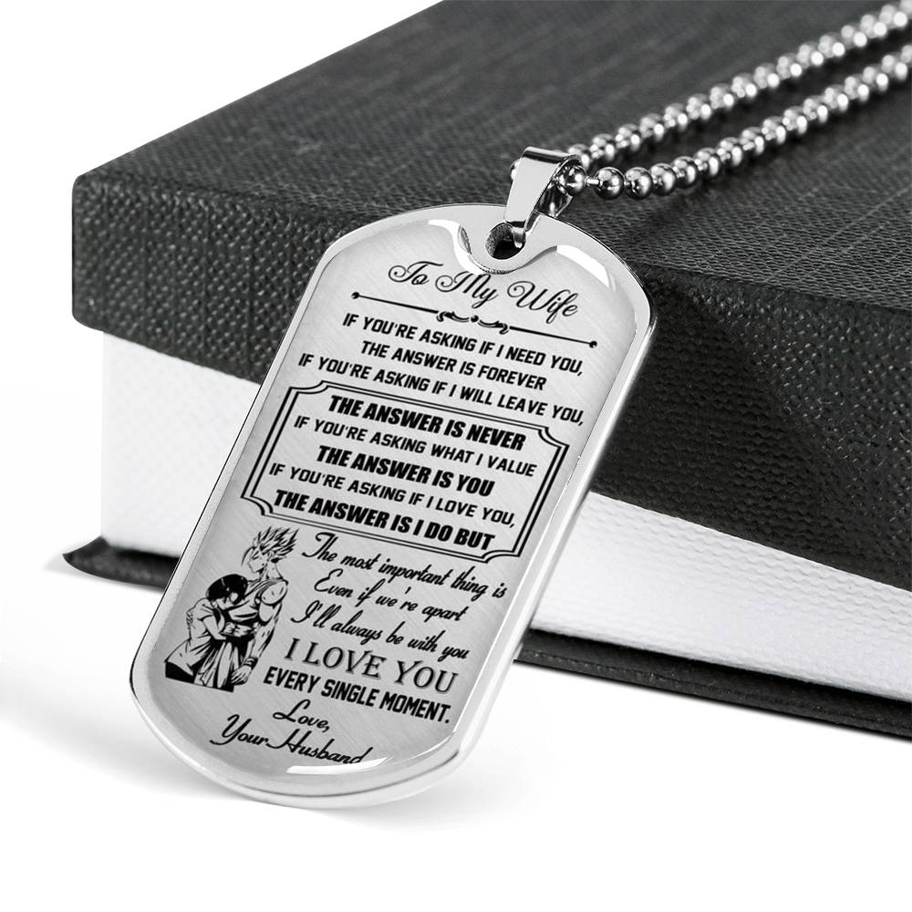 ZEN DEAL - to My Wife Dog Tag Luxury Necklace - from Husband - Gohan & Videl, Dragon Ball Z