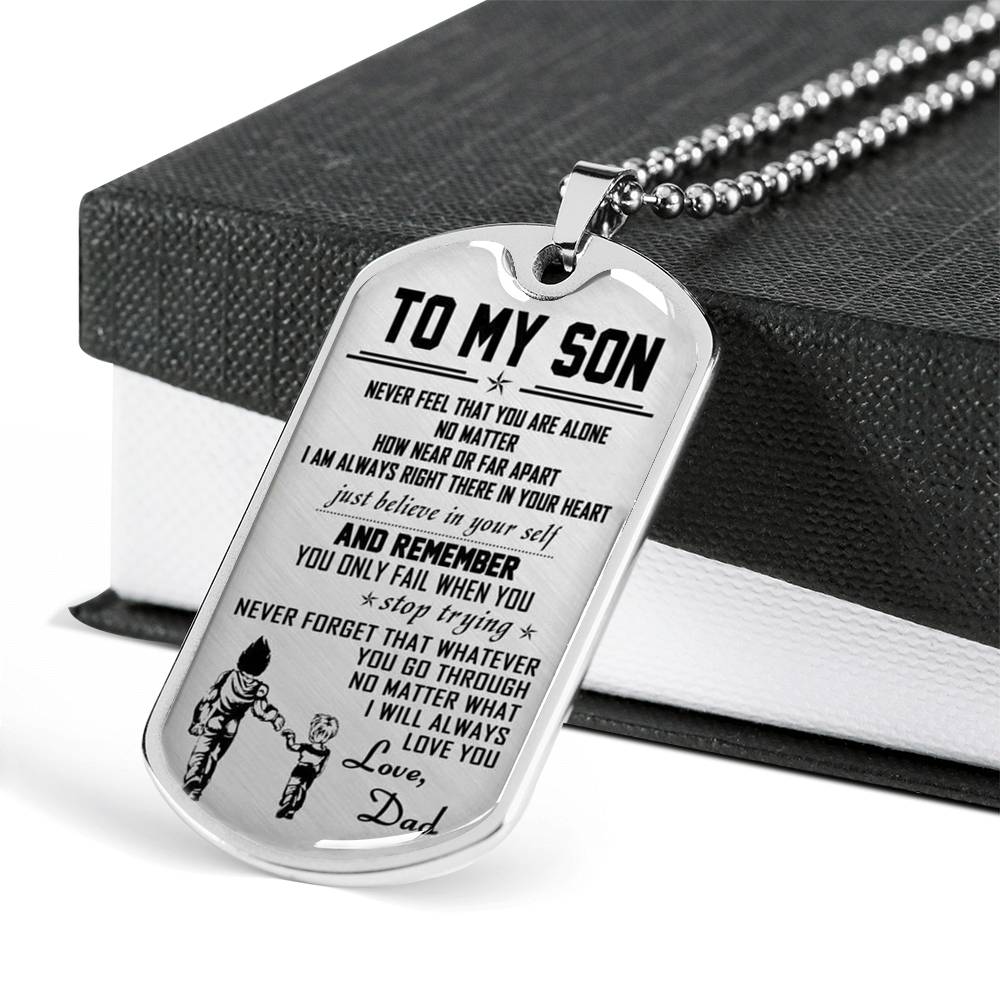 To My Son Child and Dad Dog Tag - Vegeta and Trunks, Dragon Ball
