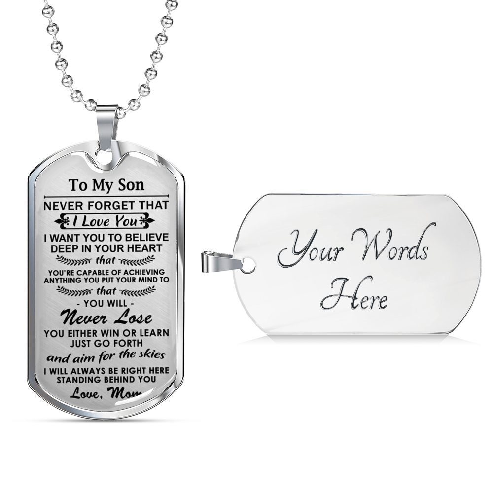 To My Son From Mom - Mother Son Necklace Chain - Birthday Gifts For Son