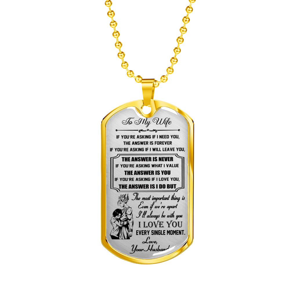 ZEN DEAL - to My Wife Dog Tag Luxury Necklace - from Husband - Gohan & Videl, Dragon Ball Z