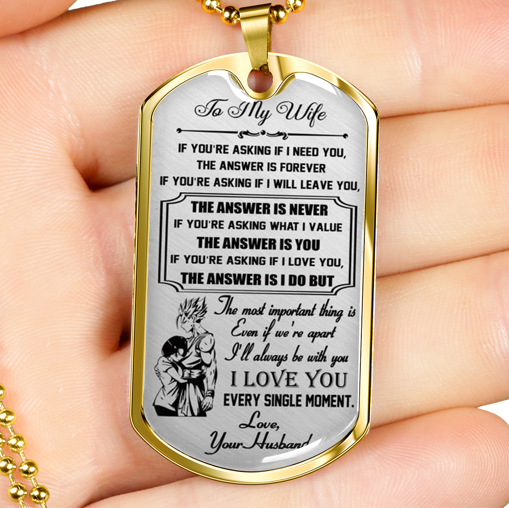ZEN DEAL - to My Wife Dog Tag Luxury Necklace - from Husband - Gohan & Videl, Dragon Ball Z