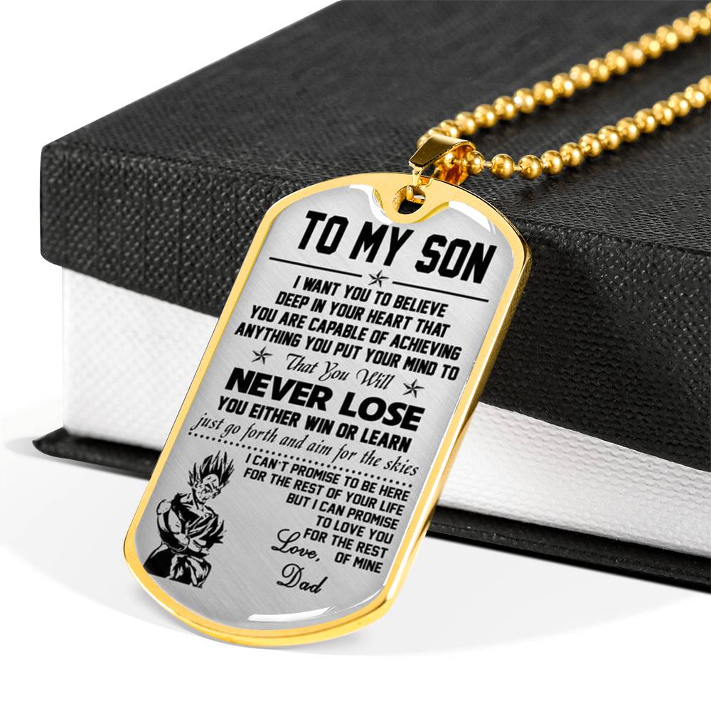 To My Son Dog tag Necklace - Love Dad Vegeta & Trunks Dragonball - Gift for Son