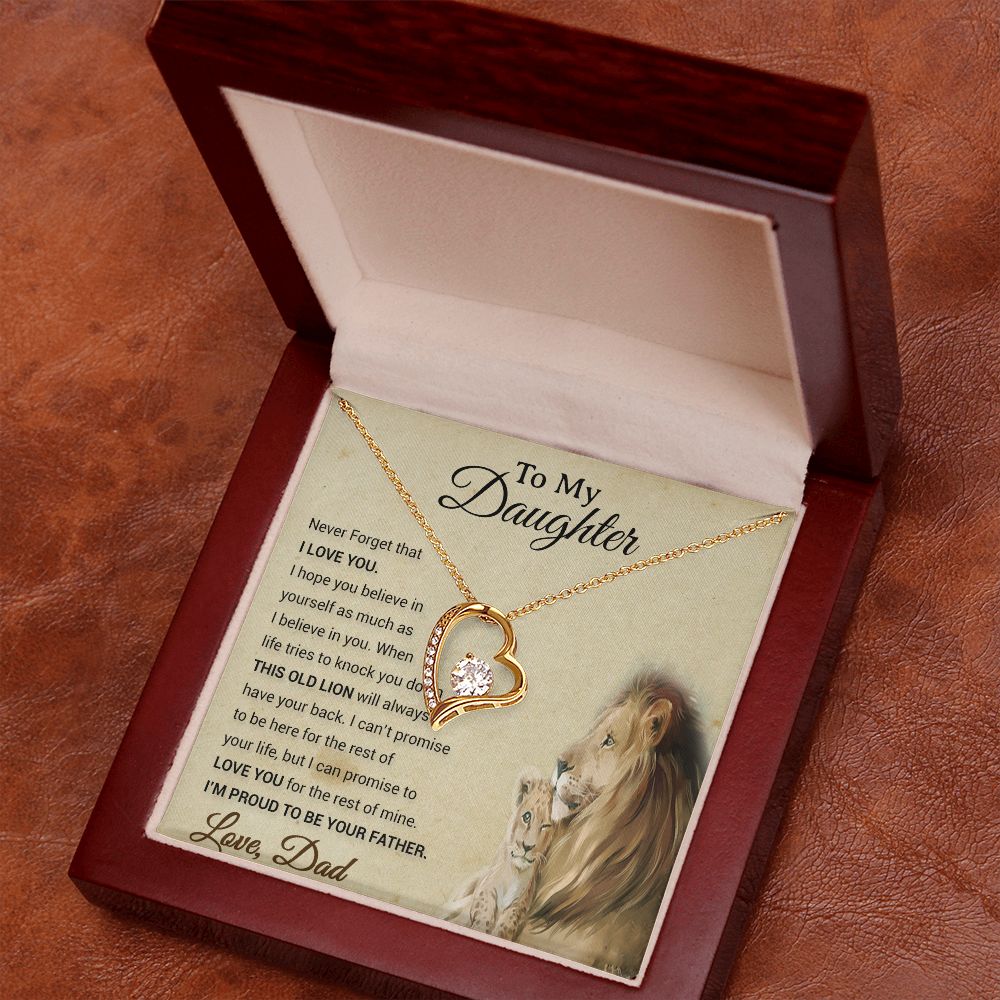 To My Daughter Necklace, Xmas Gift For Daughter From Dad, Daughter Father Lion