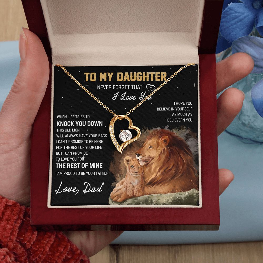 To My Daughter Necklace, Gift For Daughter From Dad, Daughter Father Lion