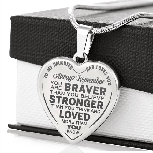 Father And Daughter Novelty Unique Engraved Heart Necklace