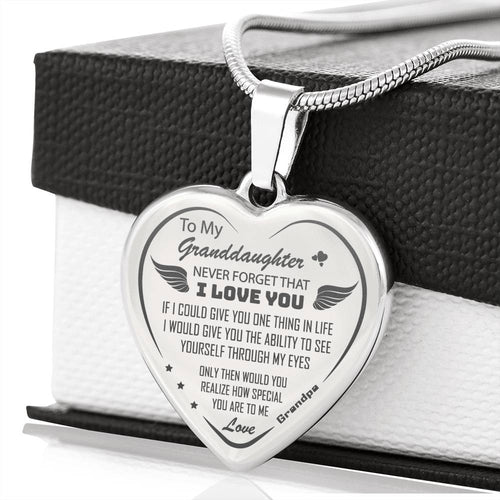 Proud Gift for Granddaughter - Engraved Luxury Novelty Necklace from Grandpa Granddad Pop