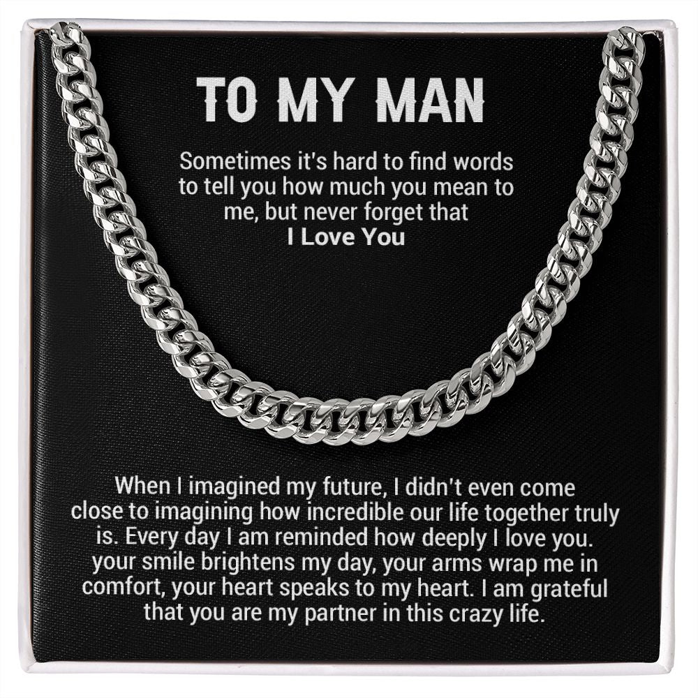 To My Man Cuban Chain Necklace, Best Gifts For Him Anniversary, Gifts For Him