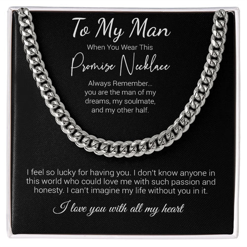 Promise Necklace for Him, Anniversary Gift,Christmas Cuban Link Chain to my Boyfriend