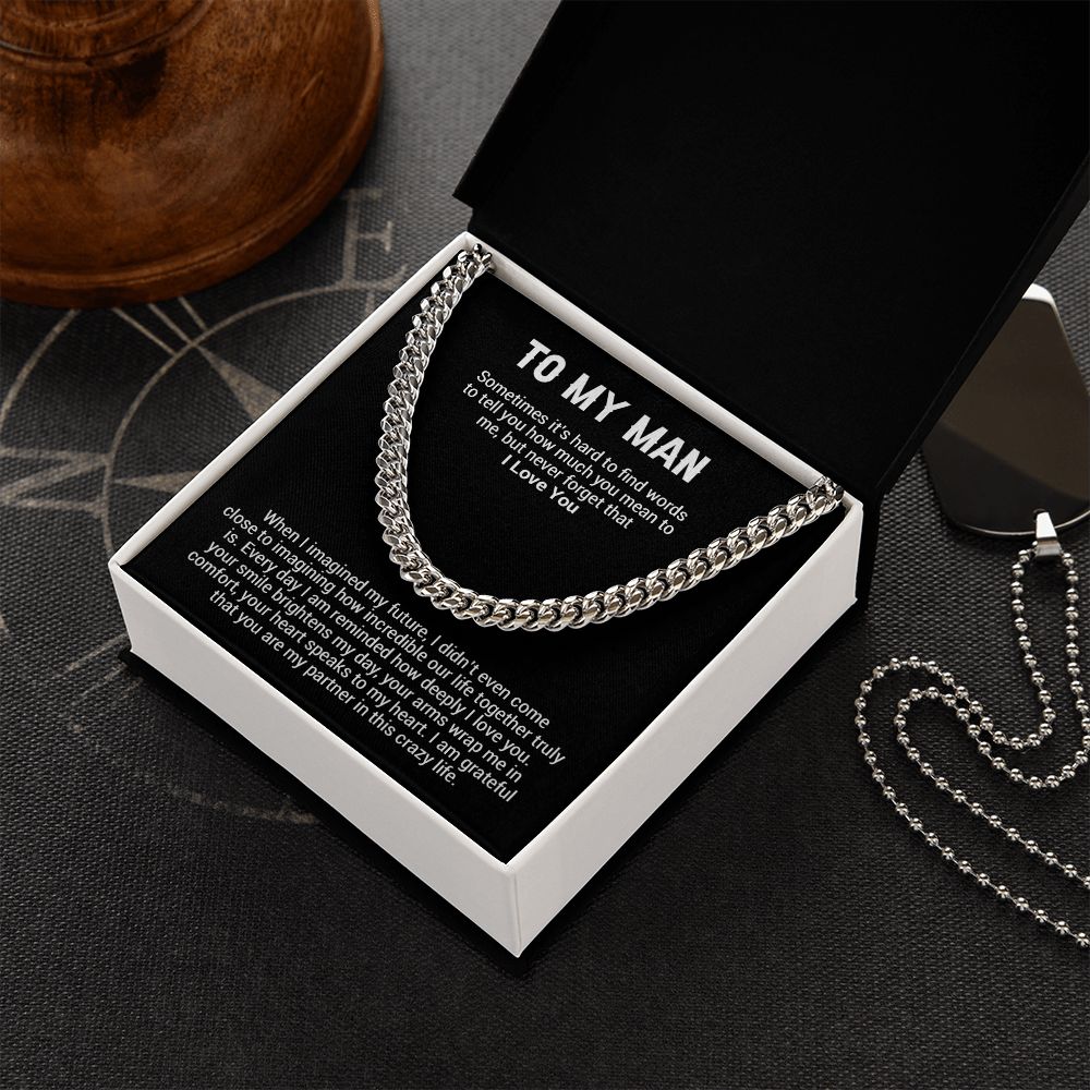To My Man Cuban Chain Necklace,Best Gifts For Him Anniversary, Gifts For Him Christmas