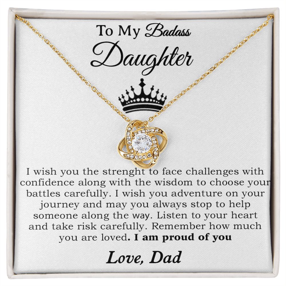 To My Badass Daughter Necklace From Dad, Badass Daughter Necklace Birthday Gift