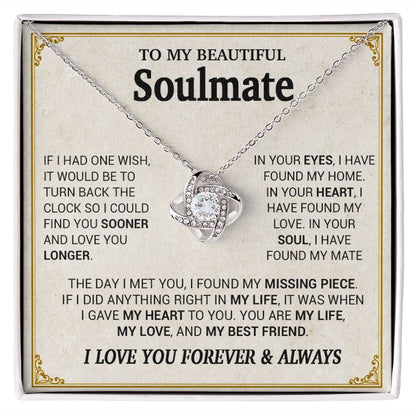 To My Beautiful Soulmate Necklace, Gift for Wife, Girlfriend, Anniversary Gift