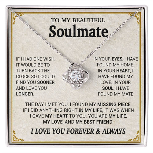To My Beautiful Soulmate Necklace, Gift for Wife, Girlfriend, Anniversary Gift