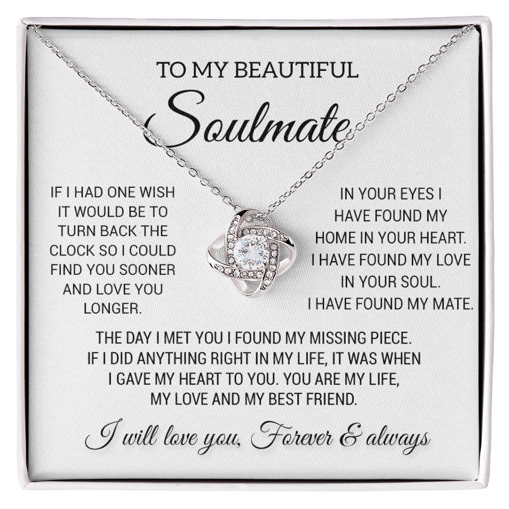 To My Beautiful Soulmate Necklace, Gift for Wife, Girlfriend, Anniversary Gift