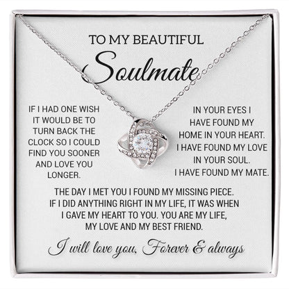 To My Beautiful Soulmate Necklace, Gift for Wife, Girlfriend, Anniversary Gift