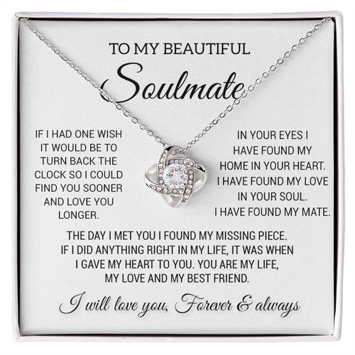 To My Beautiful Soulmate Necklace, Gift for Wife, Girlfriend, Anniversary Gift