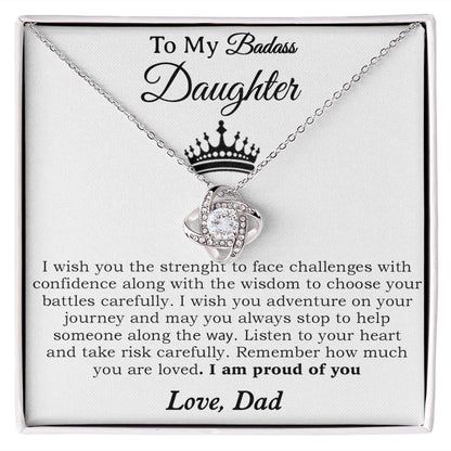 To My Badass Daughter Necklace From Dad, Badass Daughter Necklace Birthday Gift