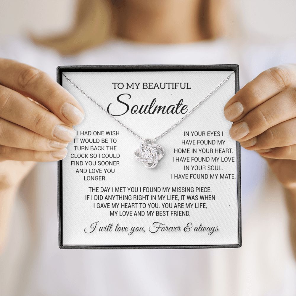 To My Beautiful Soulmate Necklace, Gift for Wife, Girlfriend, Anniversary Gift
