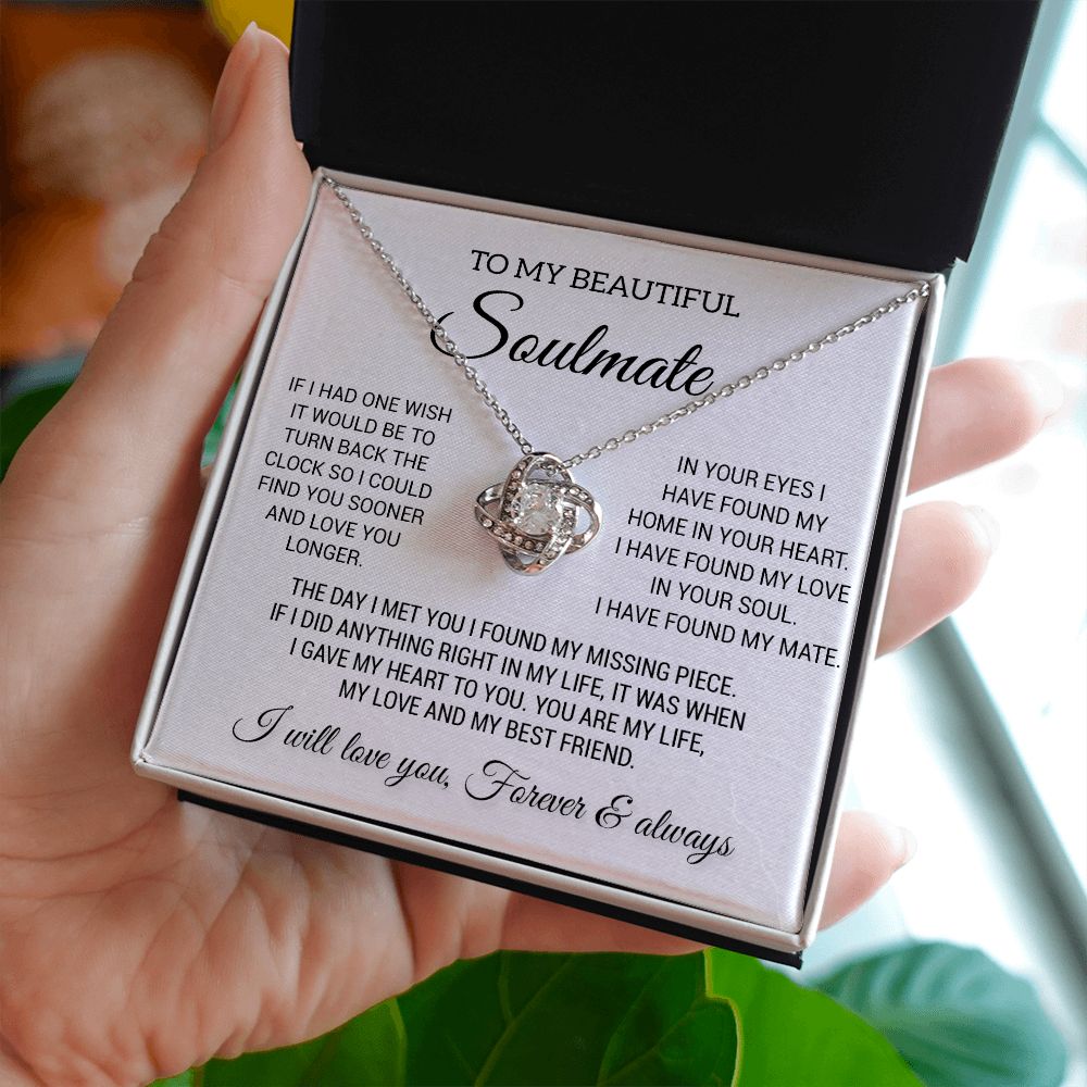 To My Beautiful Soulmate Necklace, Gift for Wife, Girlfriend, Anniversary Gift