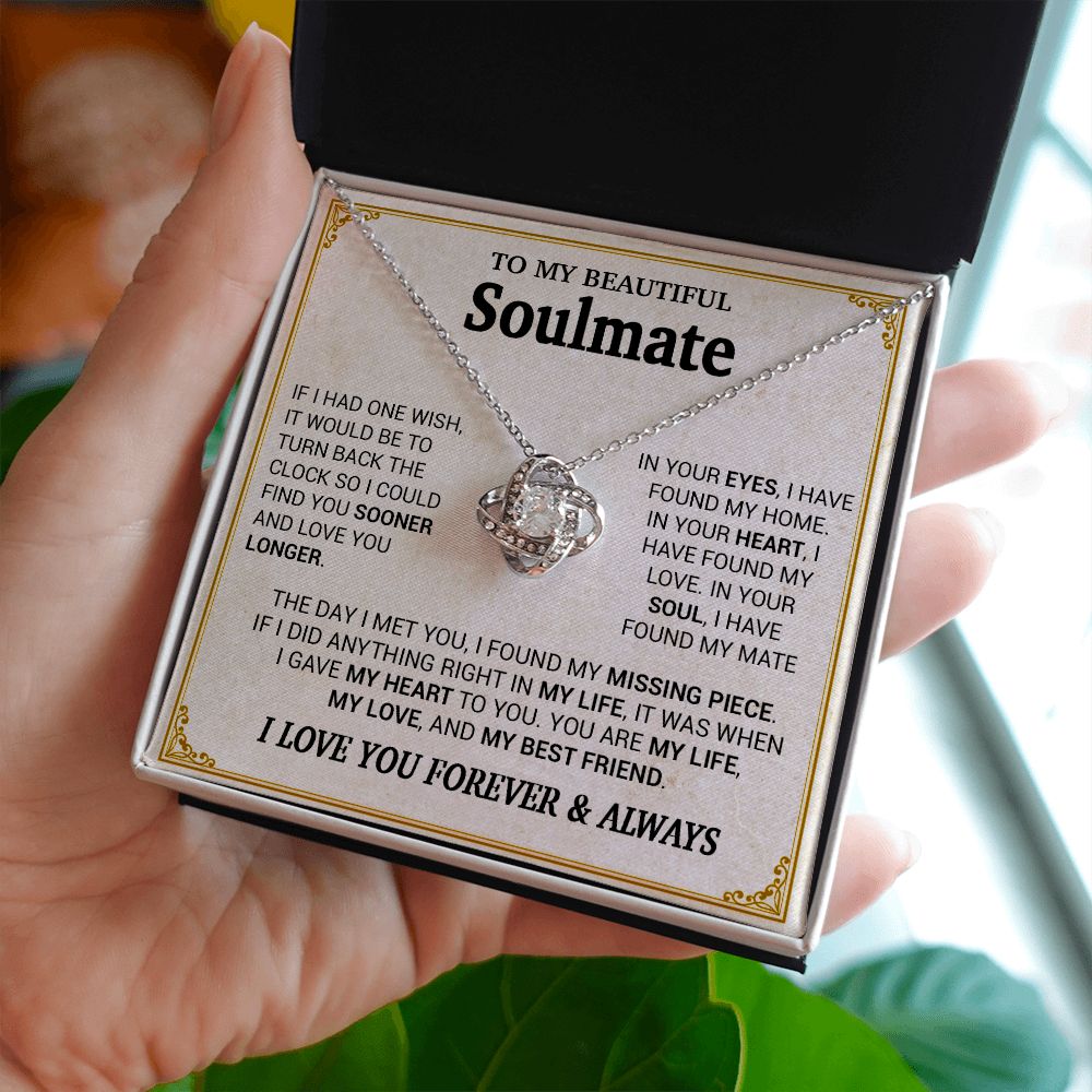 To My Beautiful Soulmate Necklace, Gift for Wife, Girlfriend, Anniversary Gift