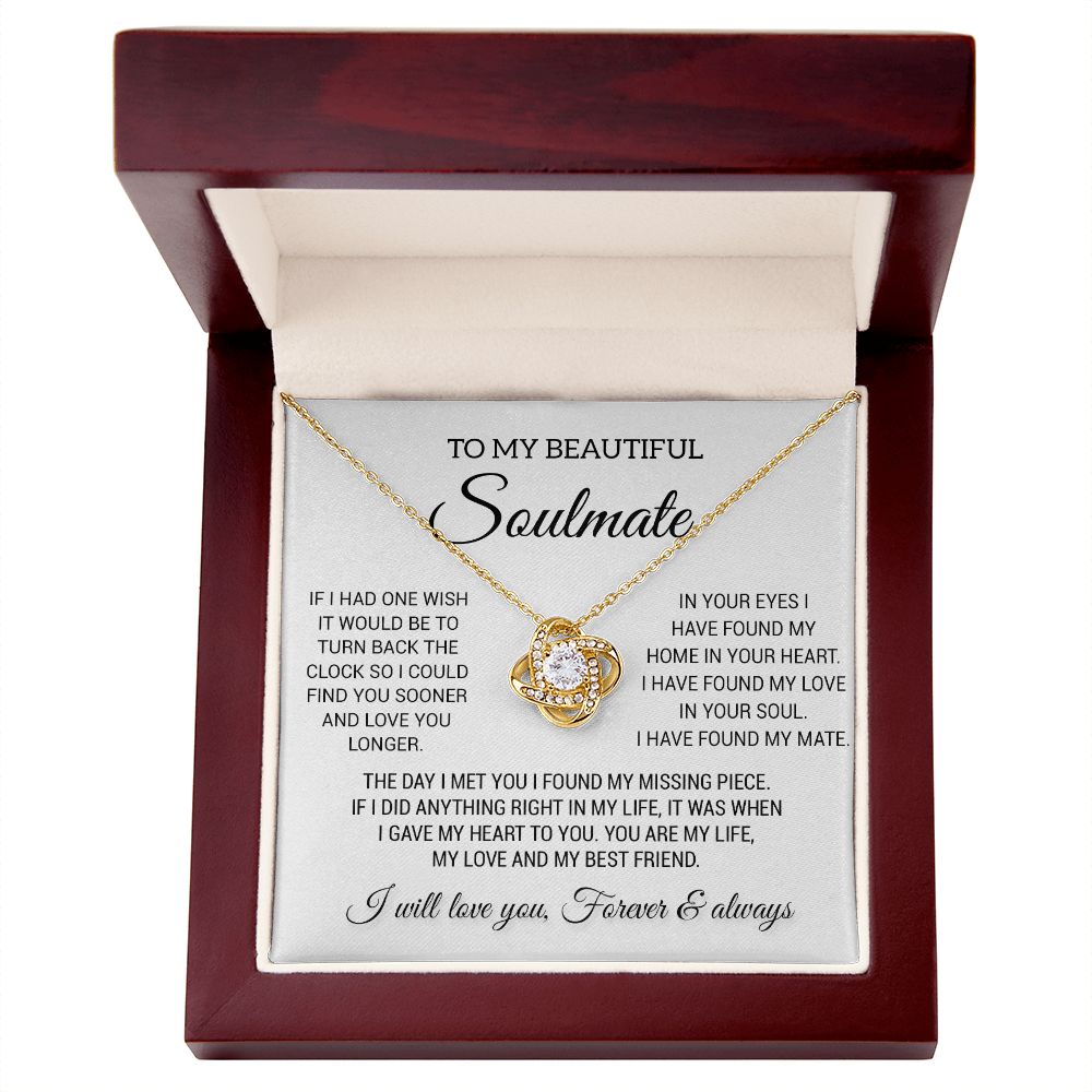 To My Beautiful Soulmate Necklace, Gift for Wife, Girlfriend, Anniversary Gift