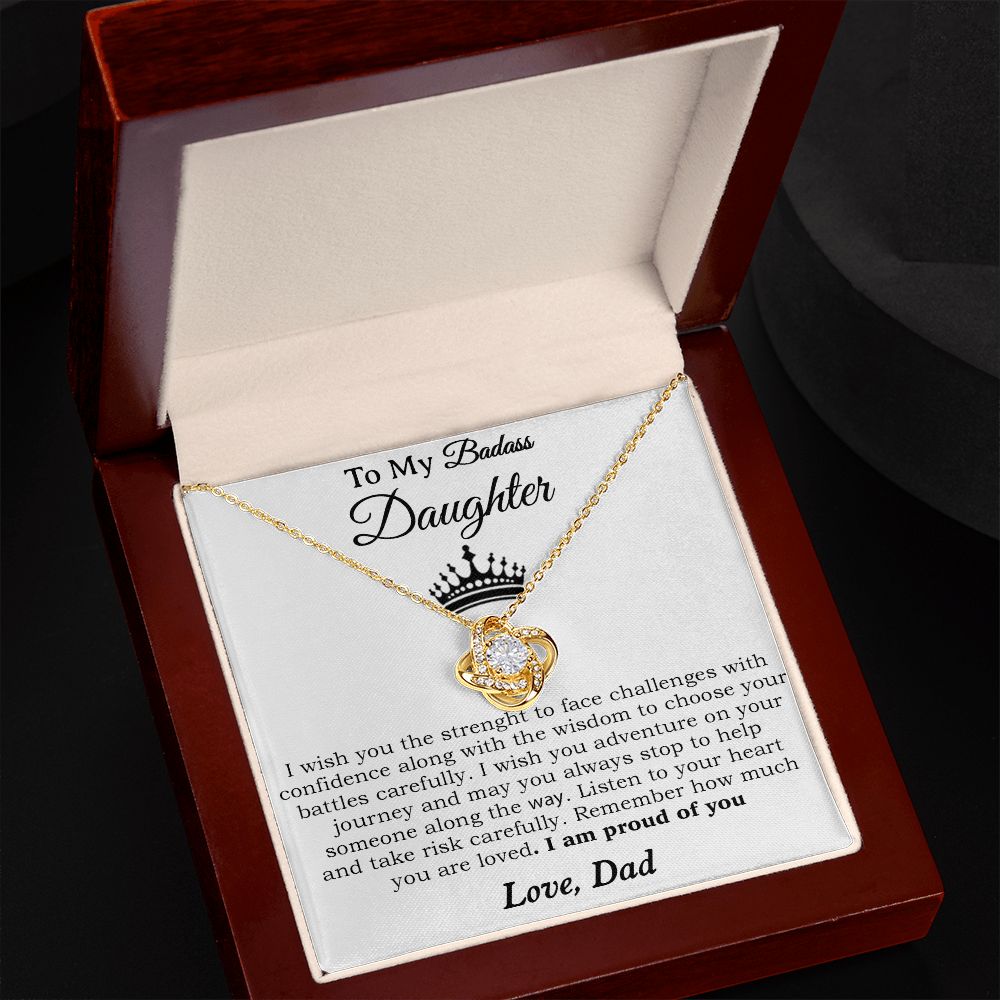 To My Badass Daughter Necklace From Dad, Badass Daughter Necklace Birthday Gift